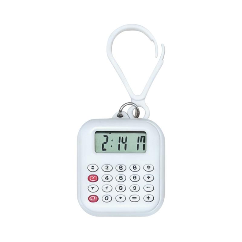 Portachiavi Mini Calcolatrice Digitale Portatile Display Ora Conto alla Rovescia Piccola Calcolatrice Per Studente Zaino Scolastico Uso Quotidiano