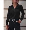 Commuter Women's Versatile Simple Solid Color Shirt Long Sleeved Medium Long Oversized Shirt