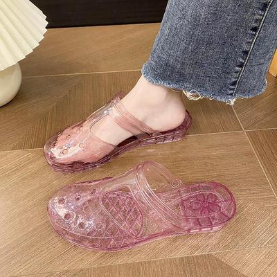 Women's Summer Transparent Princess Slippers: Hollow Flat Closed-Toe Sandals