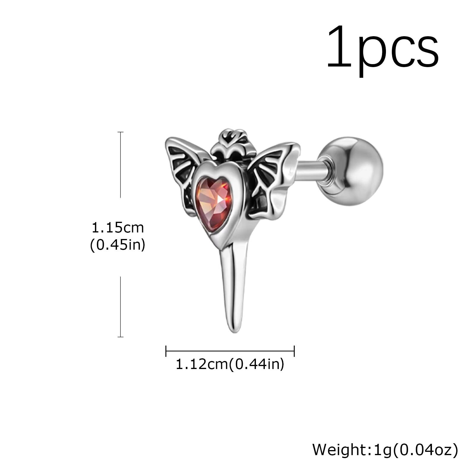 

Vnox Stainless Steel Heart Zircon Wings Stud Earrings for Men Women, Vintage Punk Gothic Piercing Earrings Unisex Jewelry Gifts