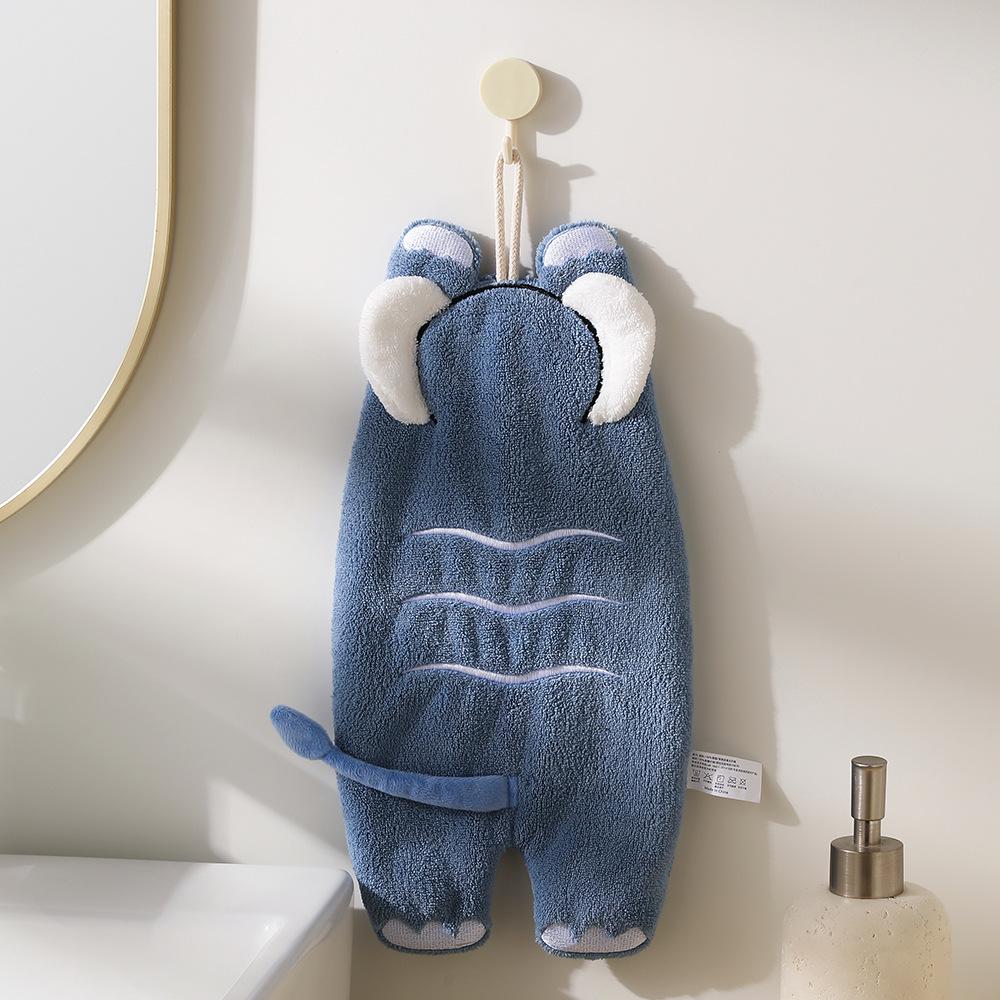 Cute Animal Coral Fleece Hanging Towel - Quick Dry, Absorbent, Creative Design