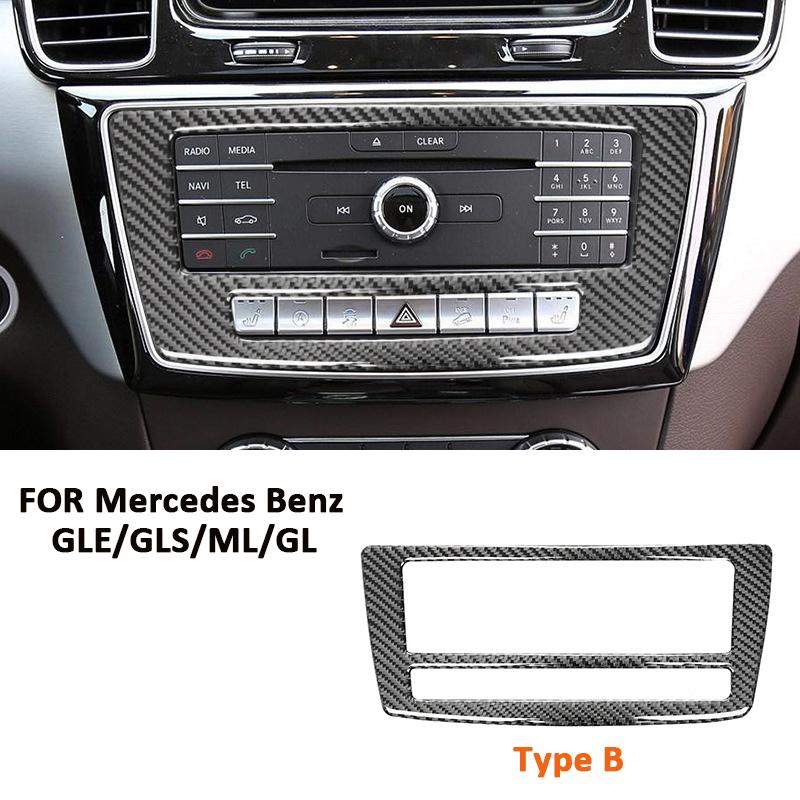 Carbon Fiber Car Center Console Multimedia CD Control Panel Frame Interior Decoration Sticker For Mercedes Benz GLE GLS ML GL