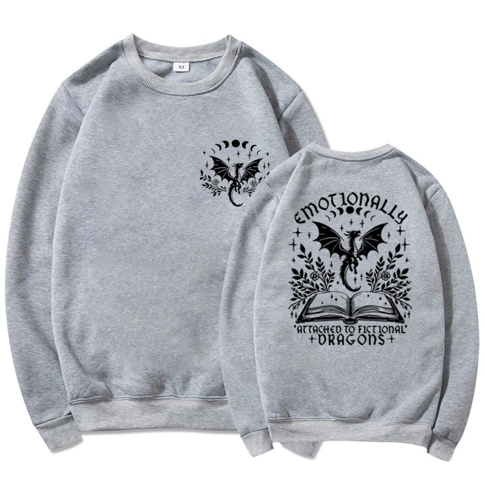 Emotionally Attached To Fictional Dragons Sweatshirt Fourth Wing Dragon Sweatshirt Fantasy Bookish Hoodie Unisex Sweatshirts