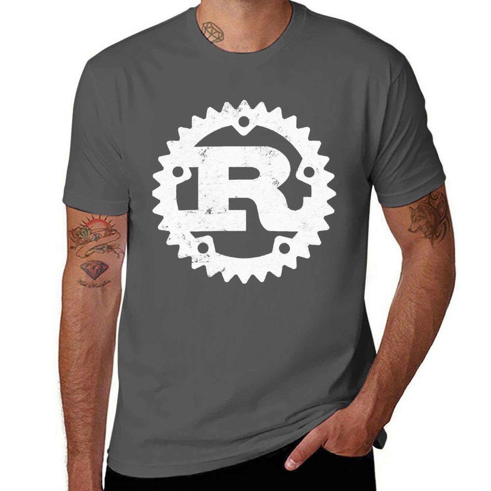 Rust Programming logo print distressed T-Shirt essential t shirt anime t shirts oversize T-Shirt 4XL
