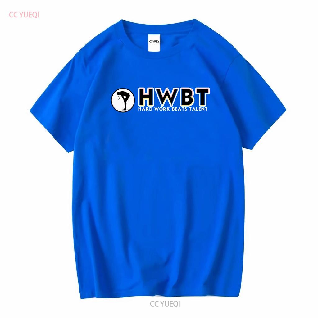 T SHIRT HWBT HARD WORK BEAT TALENT MOTIVATIONAL BLACK XL vintage Washed Casual designer clothes graphic Breathable Stylish