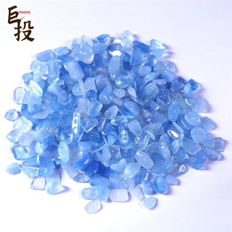 Natural Aquamarine Crushed Stone: Beryl Aquarium Decor & Children's Science Treasure