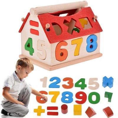 Kids Baby Boys Girls Play Games Wooden Digital Number House Building Blocks Toy