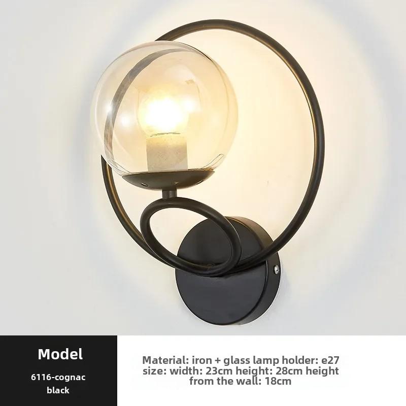 Modern Circle Led Wall Light Glass Ball Wall Lamp Living Room Bathroom Bedroom Bedside Entrance Porch Indoor Lighting Decor Lamp