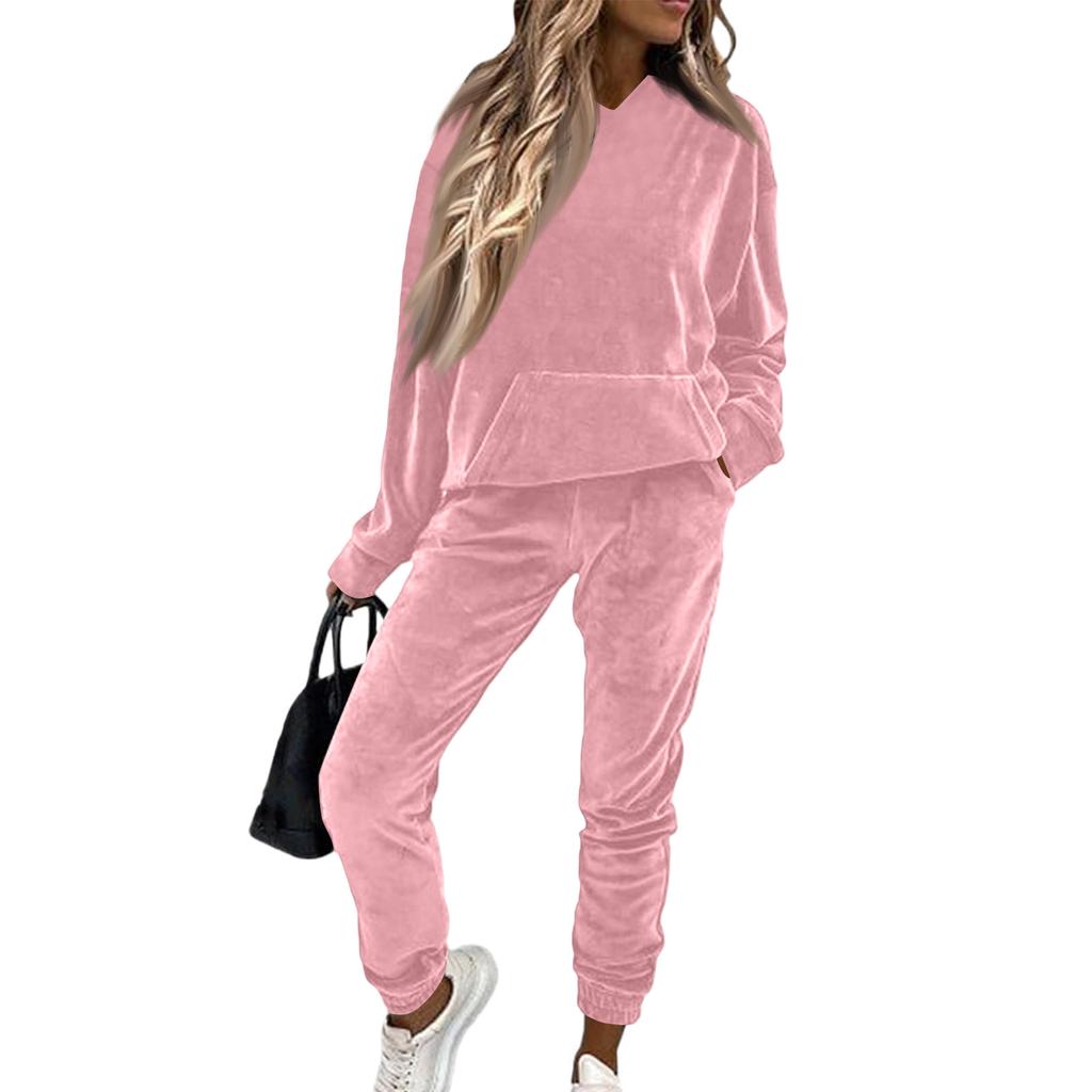 Women  Velvet Tracksuits Jogging Hoodie Sweatsuits