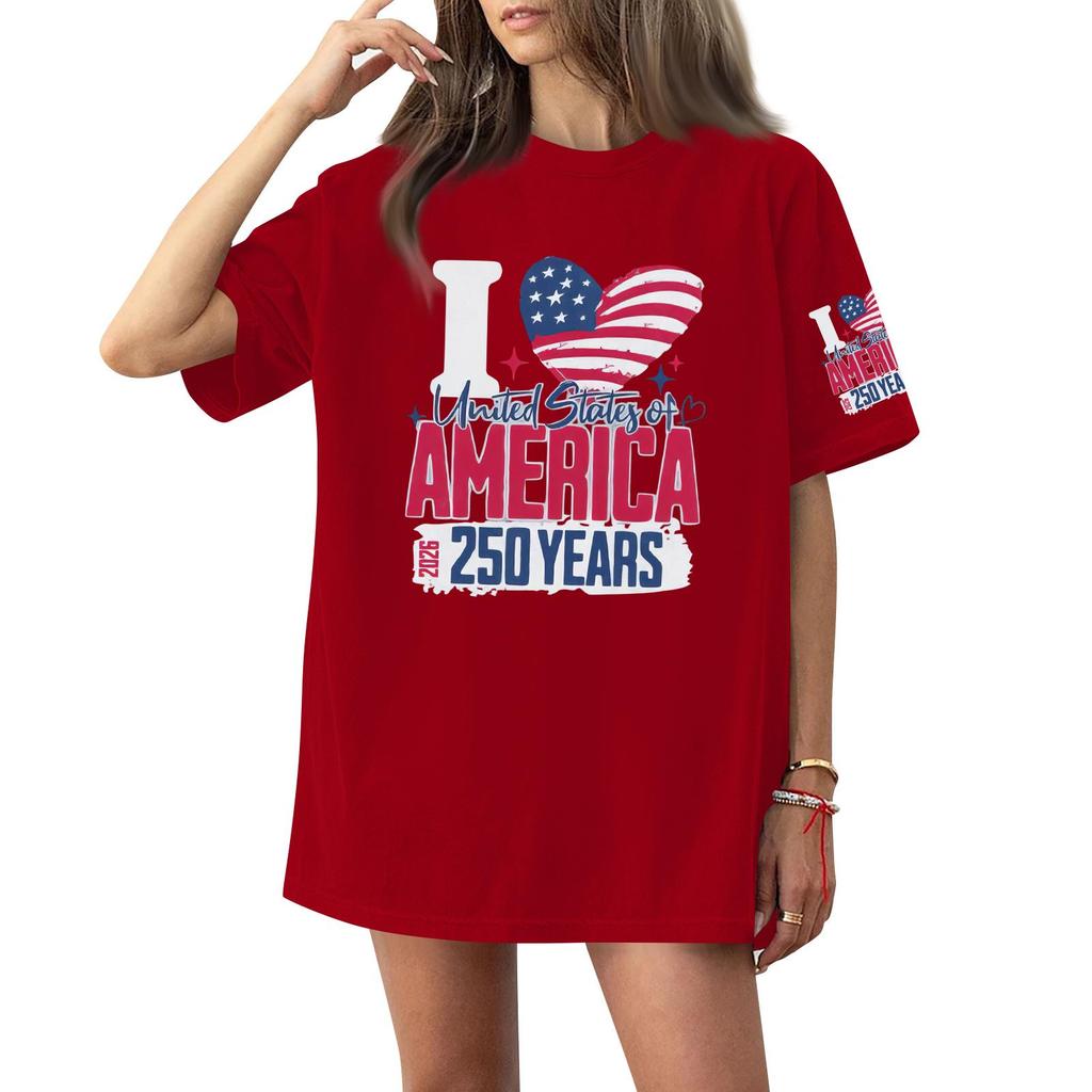 Damen Rundhals Bedrucktes Kurzarm T-Shirt Top