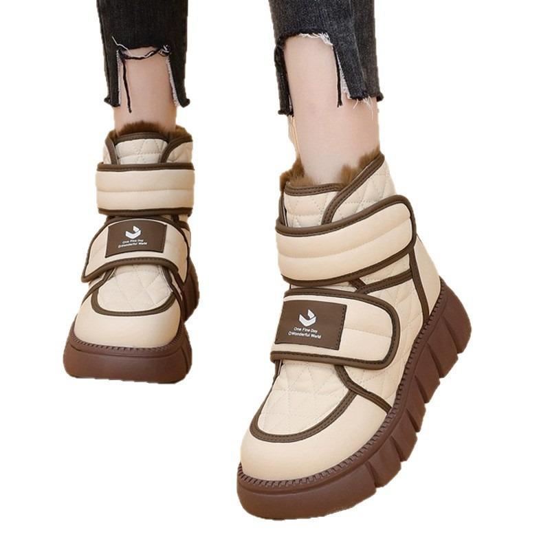 

Зимние теплые сноубутсы для девочек, нескользящие хлопковые ботинки с мягкой подошвой для детей среднего и большого размера, короткие ботинки с флисовой подкладкой и утолщенным голенищем 36 хаки