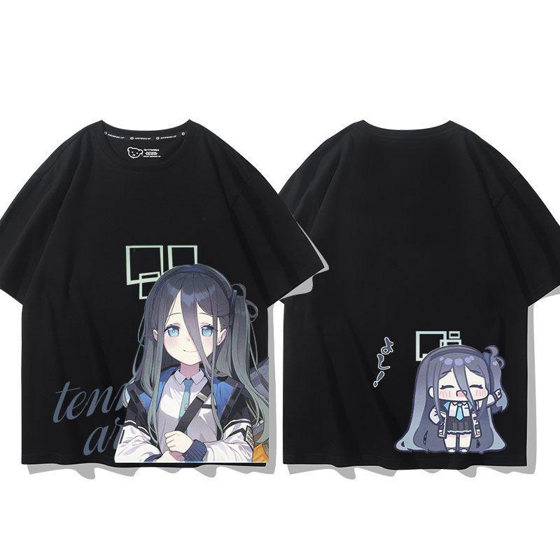 Anime Cosplay Blue Archive Azusa Fashion T-shirt Summer Shirt Fans Short Sleeves Man Girl Clothes Tees Gift Pure Cotton Tops