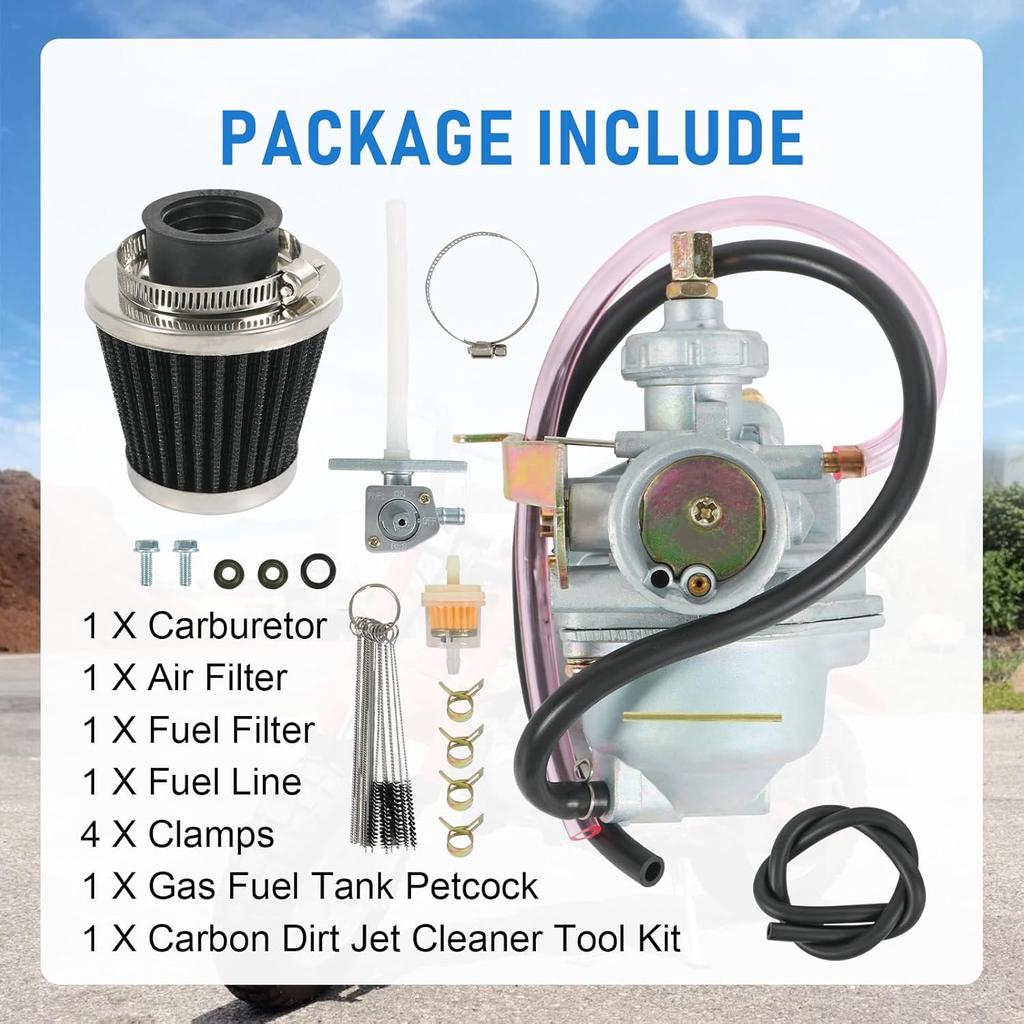 Carburetor Replacement For Honda CRF50F XR50R Z50 Z50A Z50R 1972-2005, Include Air Filter, Fuel Filter, Fuel Petcock