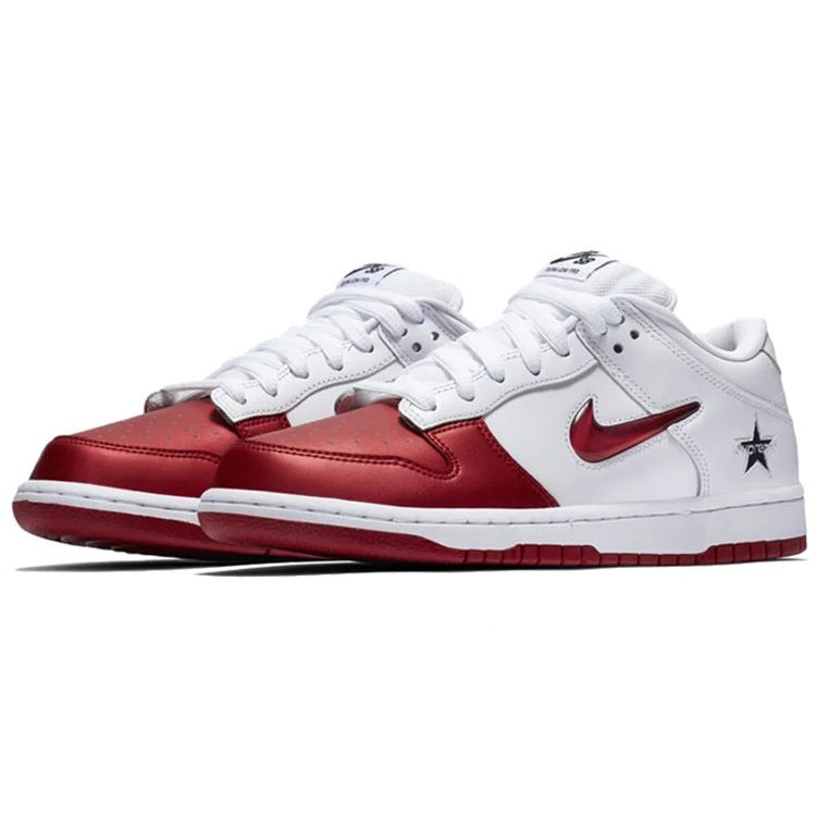 Supreme x Nike Dunk SB Low Varsity Red Unisex Sneakers Weiß Schwarz CK3480-600