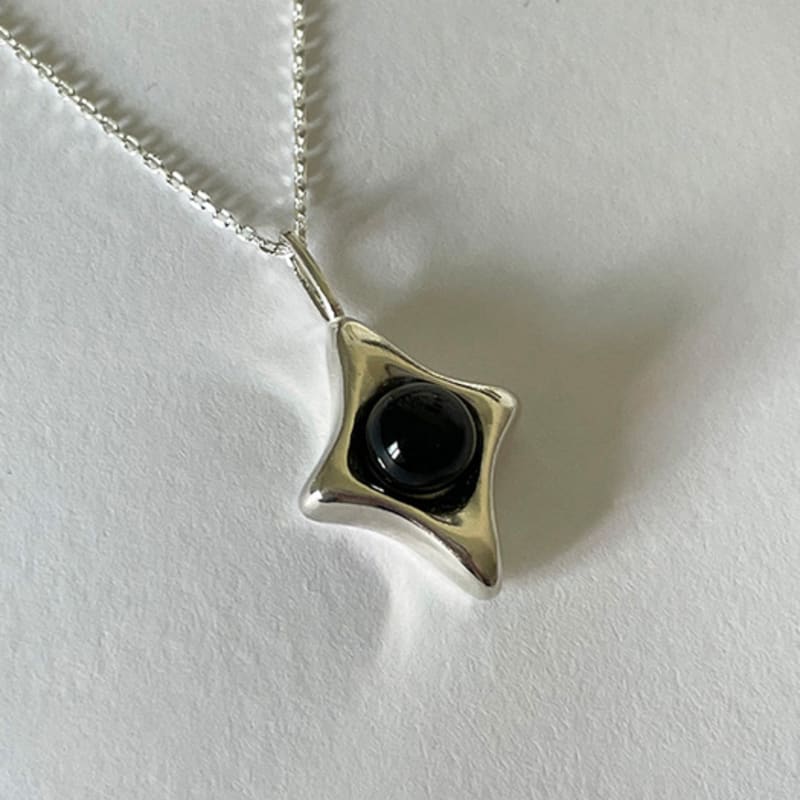 eveningbell [silver925] Star tinsel necklace (Onyx/2color)