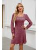 2026 Trendy Women's Square Neck Lantern Sleeve Babydoll Dress with Pockets