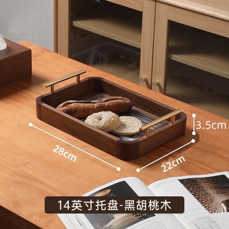 Vintage Solid Wood Tray Handcrafted Wooden Serving Tray Kitchen Dining Cake Plate Storage Organizer Fruit Vegetable Tray