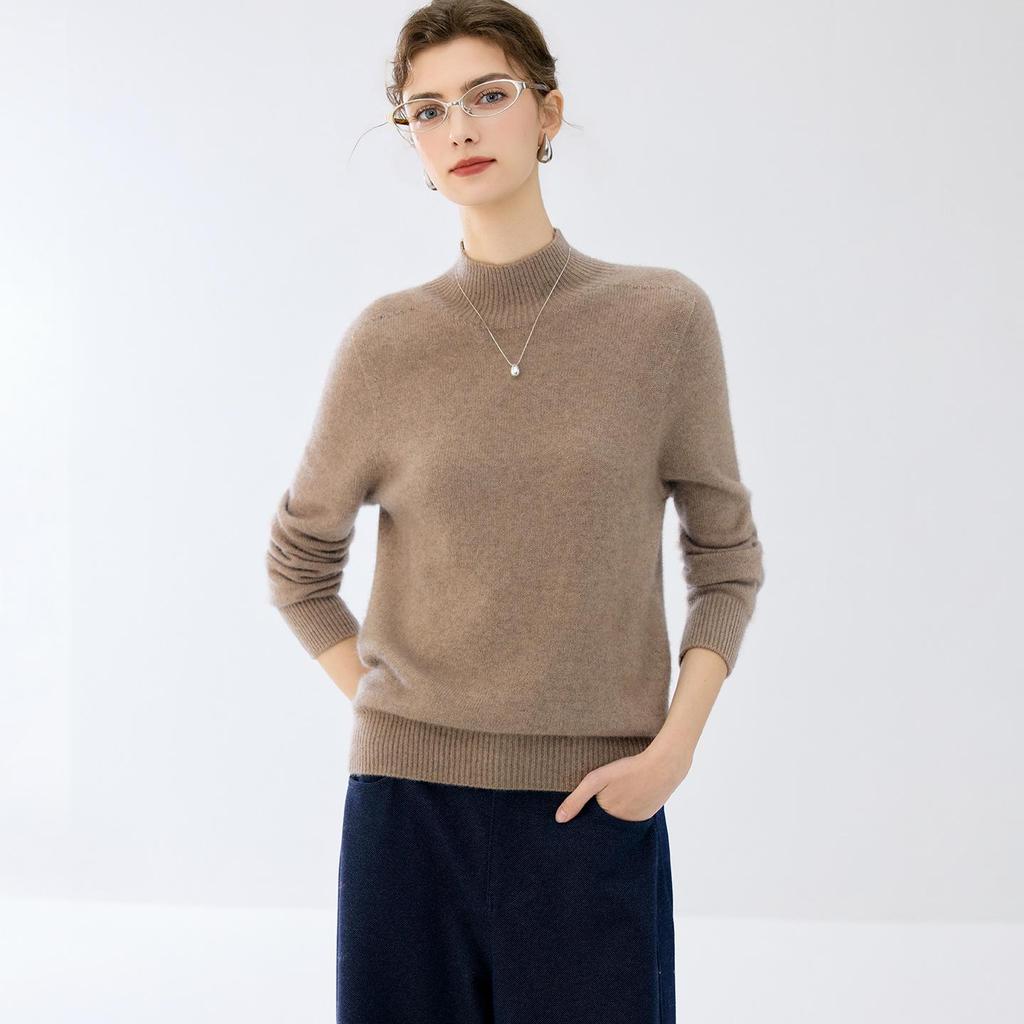 Lekasha Women's Cashmere Half-High Neck Knitted Sweater