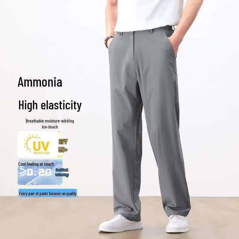 

Men s Summer Business Casual Straight-Leg Ice Silk Pants 5XL