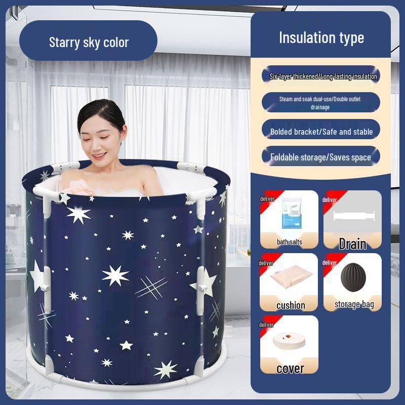 Rectangular Folding Bathtub for Adults and Children - No Installation Required, Full Body Thickened Design.