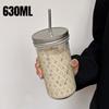 Ins Style Clear Glass Cup With Straw Lid Large Capacity Heat Resistance Boba Milk Tea Glasses Coffee Mug Juice Cold Drink Cup