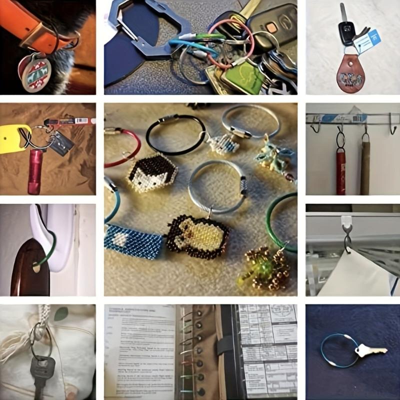 60Pcs Stainless Steels Wire Keychains Rings Circle Metal Keychains Label Rope Braided Steels Chain Heavy Luggage Label Rings