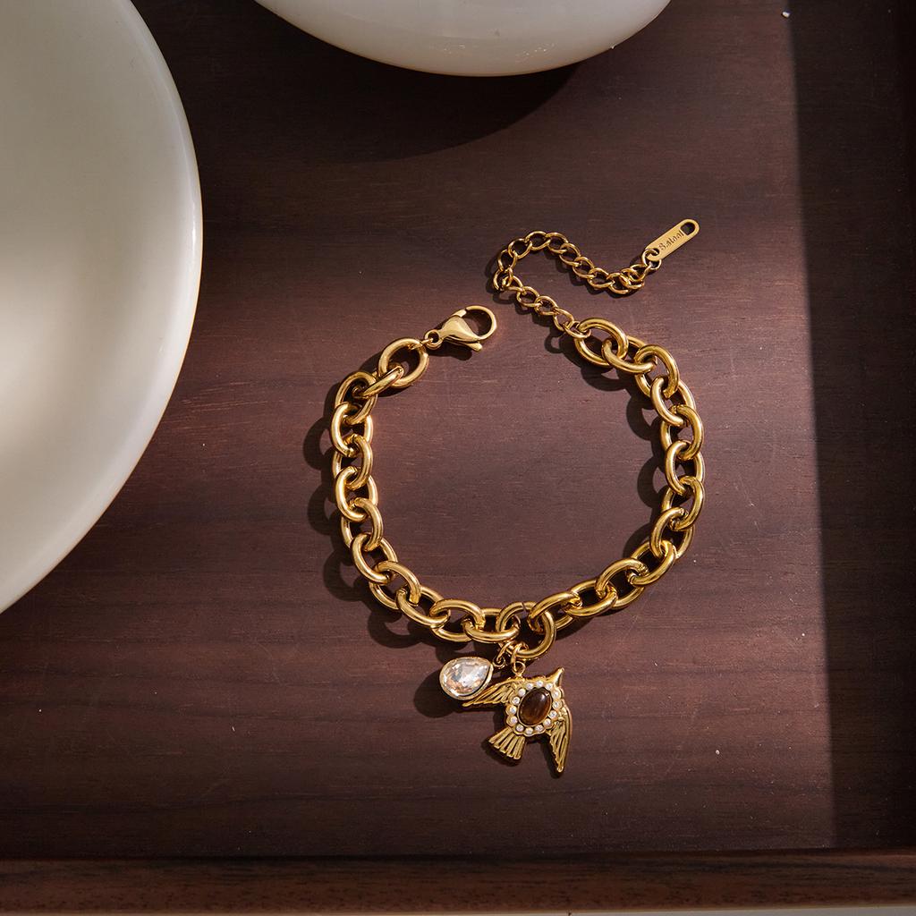 Yori Stylish Flying Bird Series Tiger Eye Dove Bracelet Waterproof Stainless Steel Y2K Trendy Jewelry Gift 2026 New