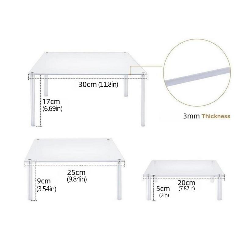 Acrylic Cake Display Stand Clear Cake Holder Square Dessert Display Riser 3 Pcs Cupcake Stand Acrylic Cake Display Stand For