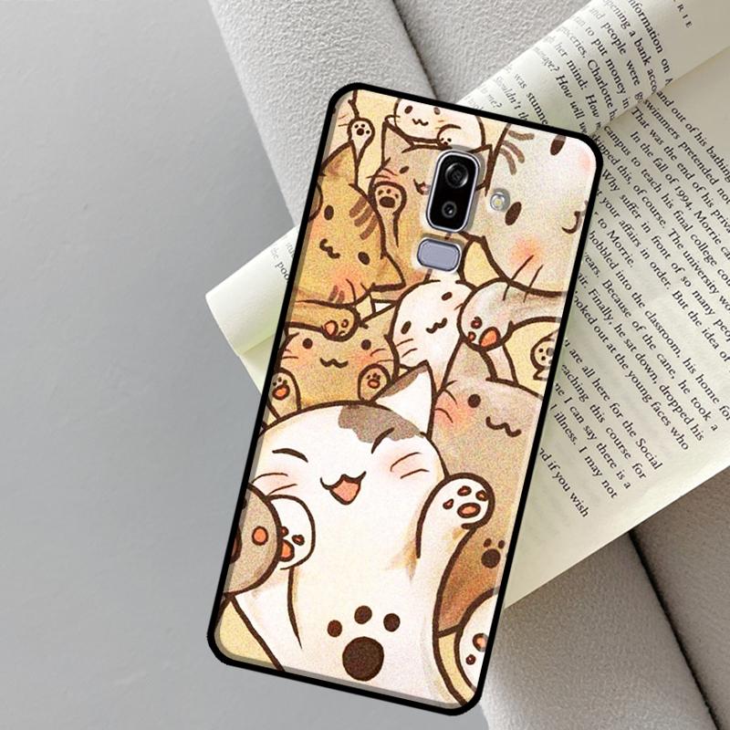 Cute Kawaii Cat Case For Samsung Galaxy J4 J6 Plus A6 A7 A8 A9 J8 2018 A3 A5 J1 2016 J3 J5 J7 2017 Cover