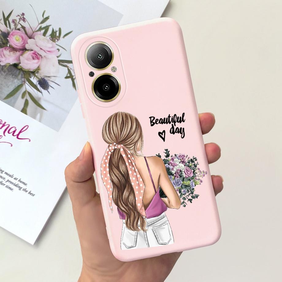 Hülle Für Oppo Realme C67 4G RMX389 Handyhüllen Schwarze Katze Mondnacht Weiches Silikon Stoßfeste Rückabdeckung Für RealmeC67 4G Funda