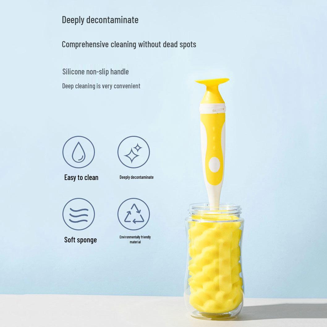 

Colorful Long-Handled Baby Bottle Cleaning Set with Nylon Brush and Straw Silicone Nipple Brush Packaging Only розовый