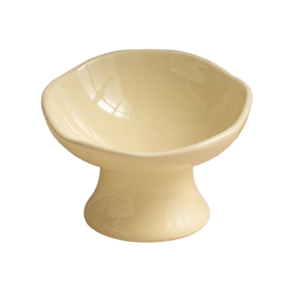 

Non-slip Base Petal Ceramic Cat Bowl Tilted Angle Elevated Cat Bowl Slanted Pet Bowl Senior Pets High-Yellow
