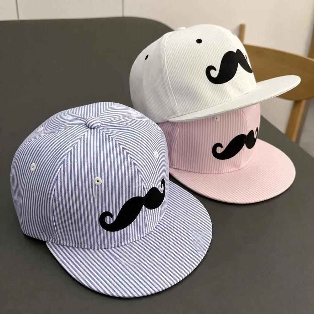 Striped Mustache Snapback Cap Flat Brim Trucker Hat Fashion Baseball Hat  Unisex
