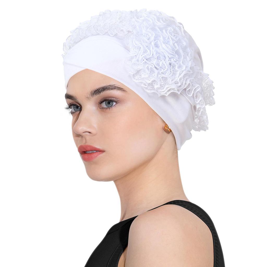 Hijabs Muçulmanos de Flor Grande para Mulheres Chapéu Turbante Sublenço Islâmico Lenço de Cabeça Feminino Chapéu Índia Turbantes Cabeça Para Mulher Hijabs Bonés