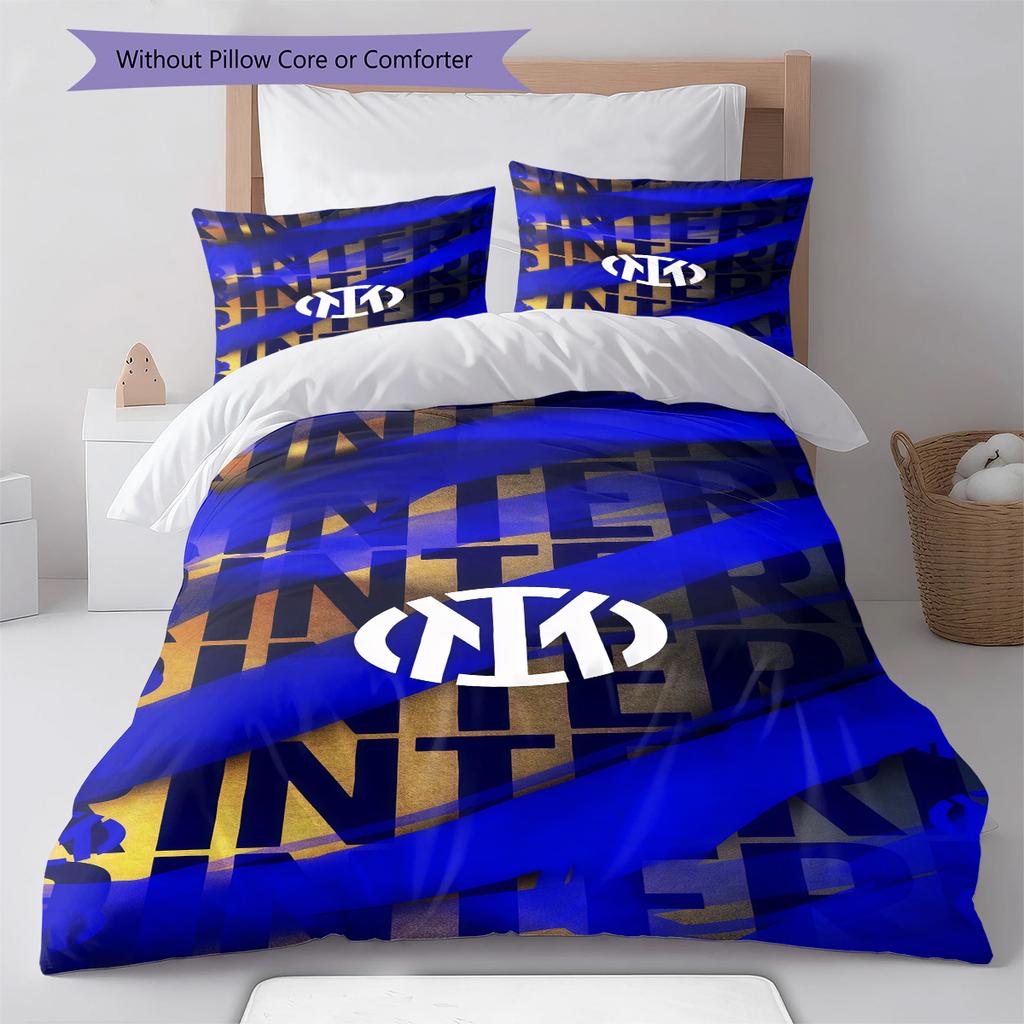 Inter Milan logo  Pattern Bedding Quilt Set Quilt Cover Pillowcase Home Decoration Birthday Gift (1 * duvet cover + 2 * pillowcase, without core)