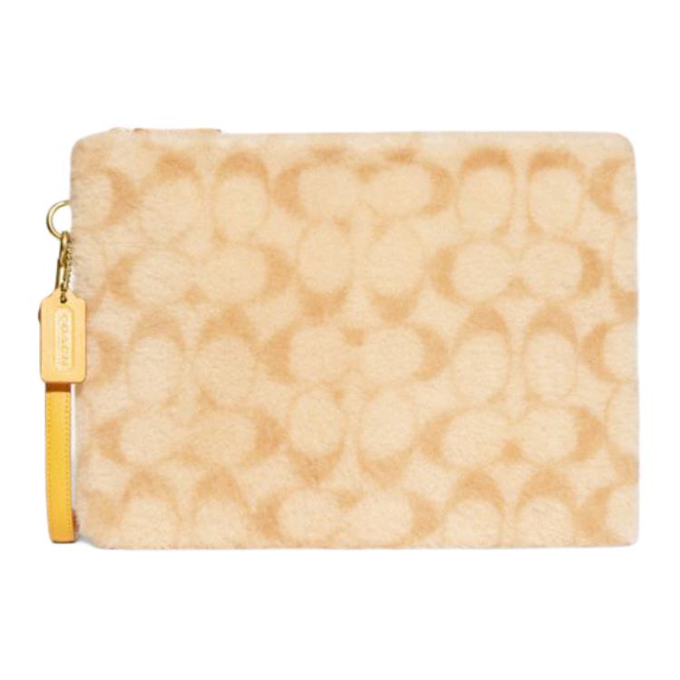 

Coach Charter 30 Zip Closure Classic Monogram Print Wool Leather Document Wristlet Clutch Large Women clutch Light-Yellow CC157-UPZ Basic Set (Bag+Dust Bag)