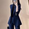 Teluoman Women's 2024 Plaid Blazer & Trousers Set