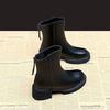 Women's short boots with chunky heels and thick soles in British style New Year's High Heel Brown Retro Spring and Autumn Boots