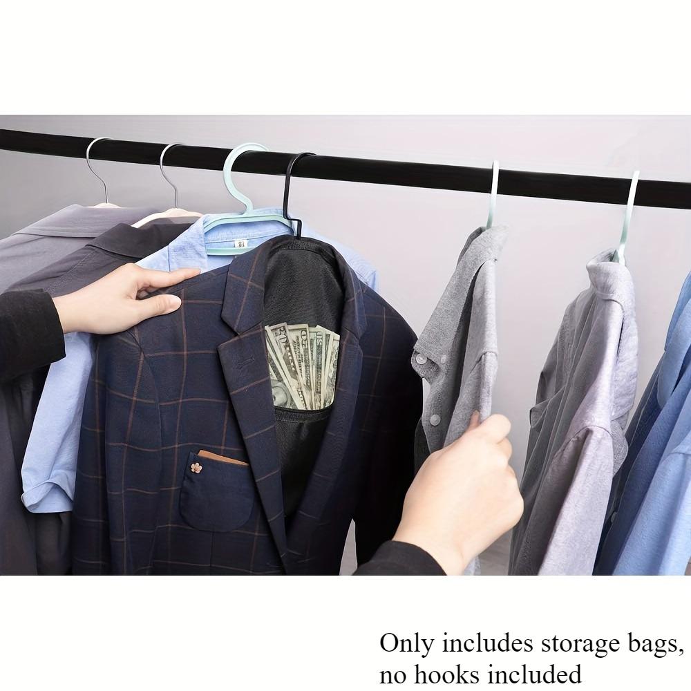 Stealth Hanger-Mounted Storage Pouch-Hidden Wardrobe Organizer for Valuables (Cash/Cards/Phones)Secure Zippered Closet Accessory