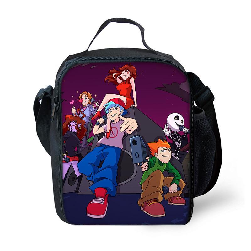 Funkin Night Friday Fnf Lunch Bags Thermal School Handbag For Kids Single Strap