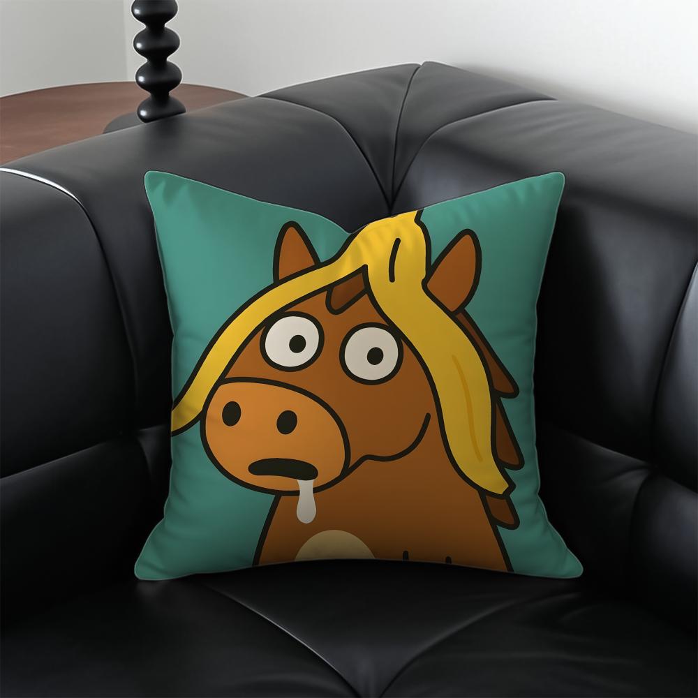 Horse Pillow Animal Decor Cushion Cushion Cover Pillow Case Antidustmite Invisible zipper silky plush cushion