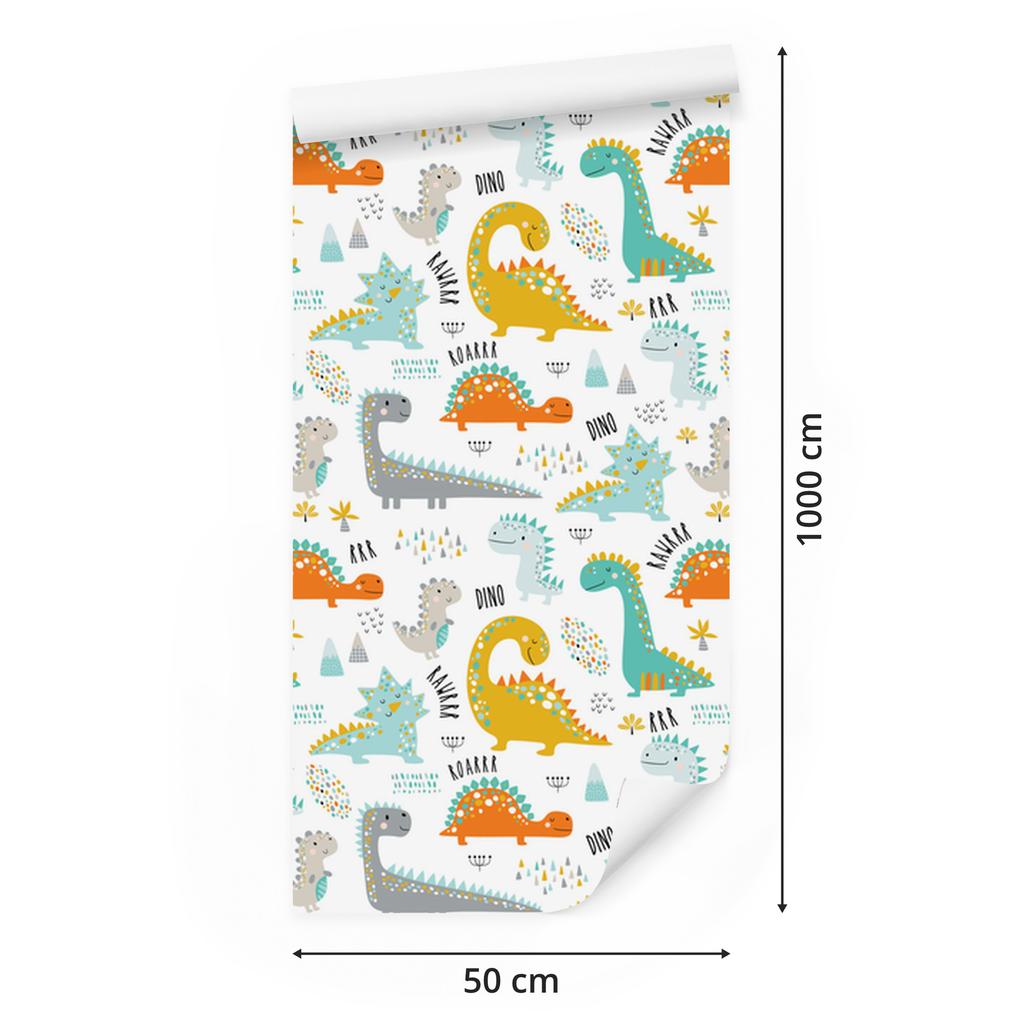 Wallpaper Colorful Dinosaurs Mountains and Nature for Living Room and Bedroom 50x1000