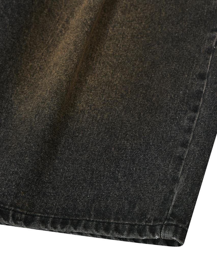STANDARDERROR 87-Stan110 [Newtro] Minimal Washed Pintuck Bermuda Denim Pants Vintage Black