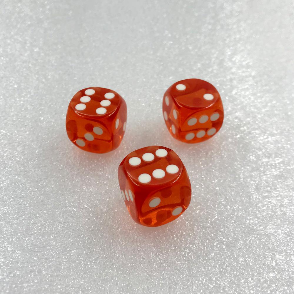 In-stock 16mm Transparent Crystal Mahjong Dice with Rounded Edges and Flat or Filled Dots