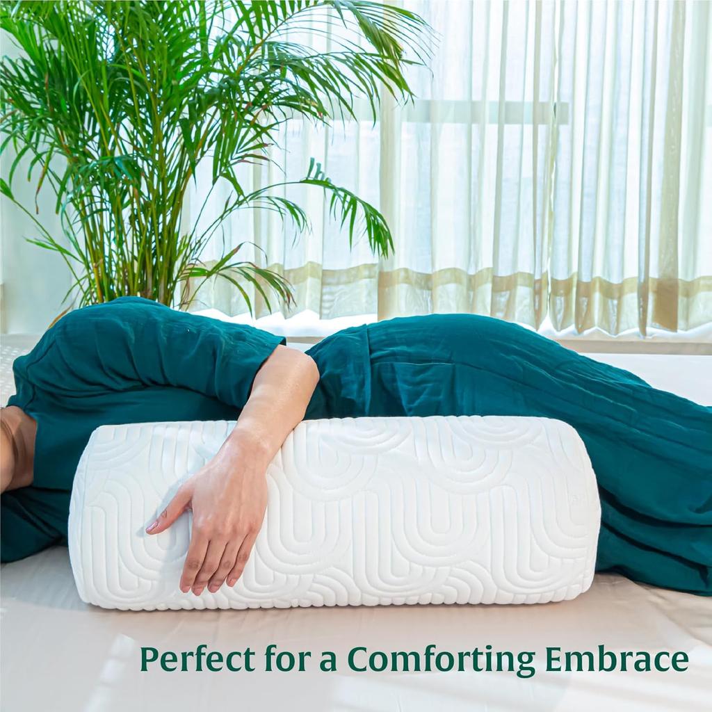 Memory Foam Bolster Pillow-Side Pillow for Sleeping-Round Pillow for Diwan, 45.72 X 12.7x 12.7 CM