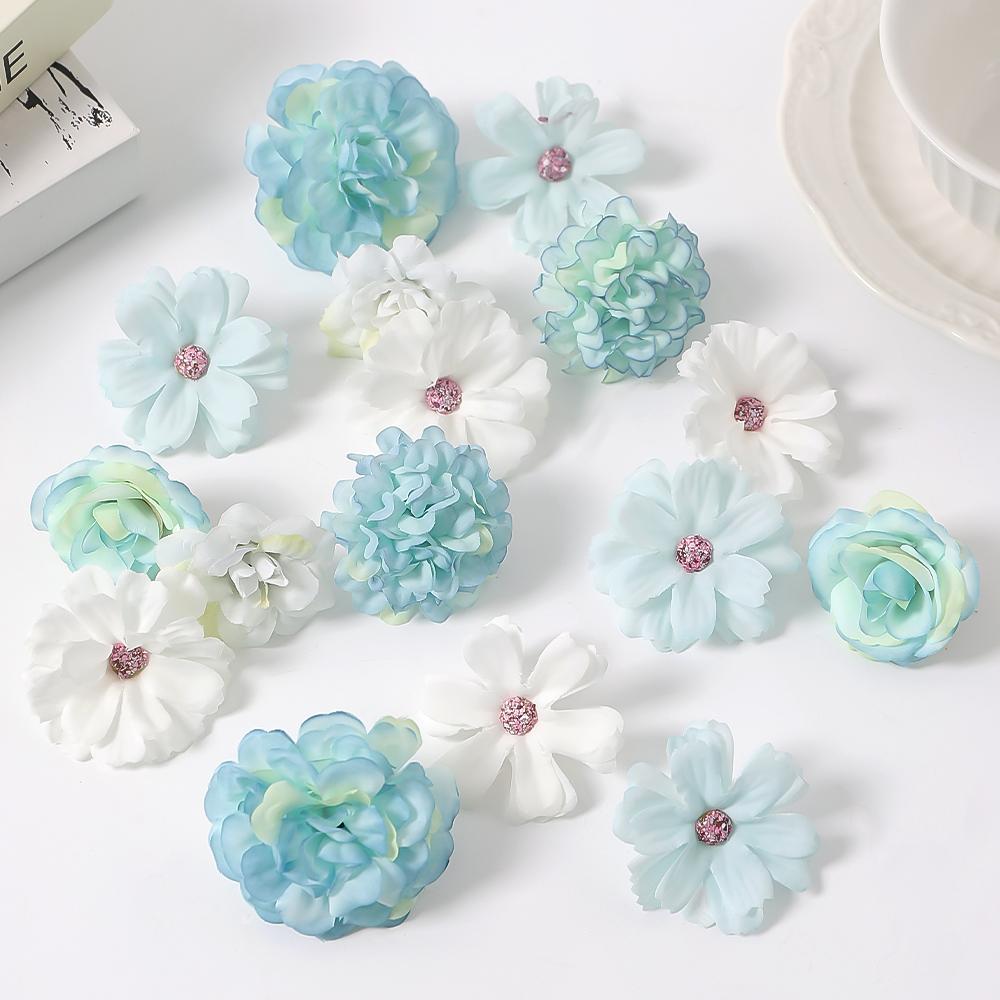 7/16Pcs Artificial Flowers Silk Fake Flower Head for Home Decor Wedding Marriage Decoration DIY Garland Gift Craft Accessories