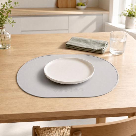 Silicone Placemats with Raised Edges, Non-Slip Reusable Kids Placemats, Waterproof Heat Resistant Dinning Table Mat