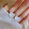 Korean Style Transparent White Love Stud Earrings for Women Sweet Fashion Acrylic Resin Peach Heart Earrings Jewelry Gift