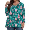 Women's Fashionable Casual Long Sleeved Plus Size  Print Top Plus Size Floral Print Top