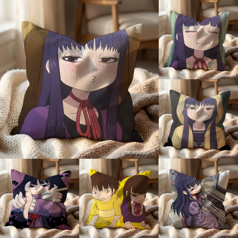 Cute H-Hi S-Score Girl Cushion Cover Multi-Scene Pillow Cover for Home & Car - Reversible, Soft & Durable for Daily Use